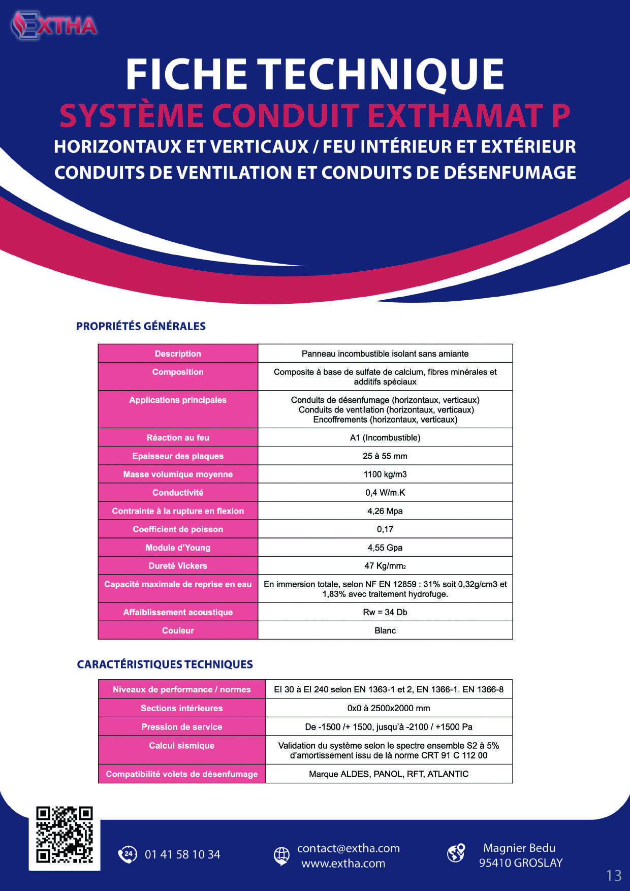 Fiche technique système conduit EXTHAMAT P